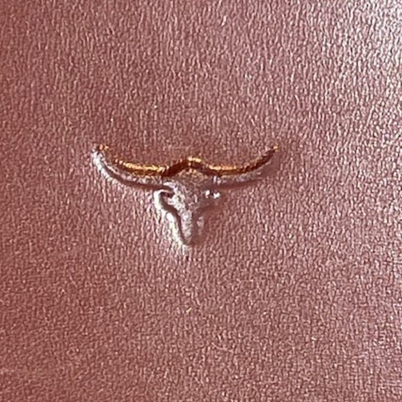 VTG Burgundy Red Leather 3.25"x3.75" Notepad Holder Longhorn Motif Logo - Picture 5 of 7